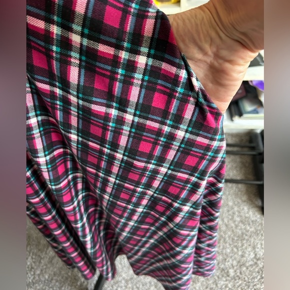 Agnes & Dora Made in USA Raspberry and Teal Plaid Dress w/pockets size small - Picture 3 of 9